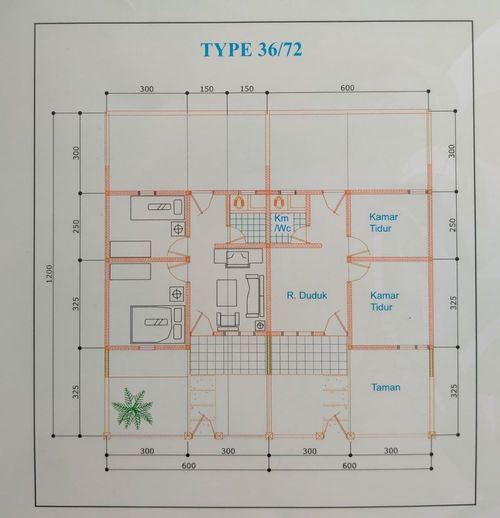 foto denah rumah tipe 36/72 perumahan Kota Mutiara Lebak