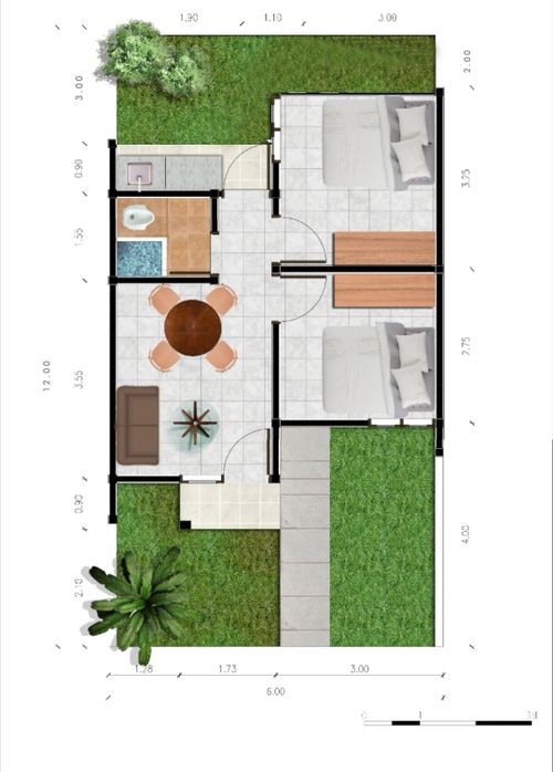 foto denah rumah tipe 36/85. perumahan Gardenia Cileungsi Blok F