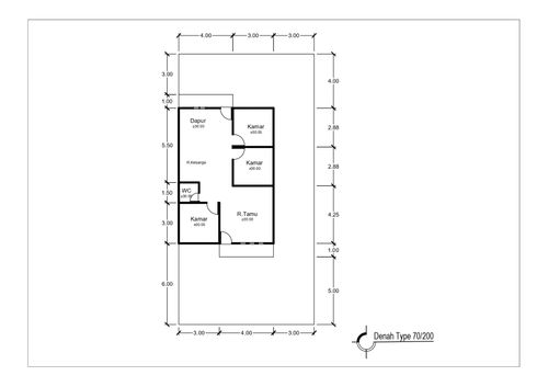 foto denah rumah tipe 70/200 perumahan GATRI RESIDENCE