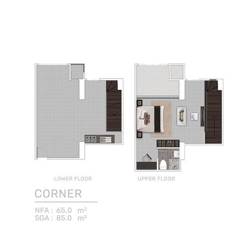 foto denah rumah tipe SOHO CORNER - CORNELL perumahan APARTEMEN CORNELL & DENVER CITRALAND