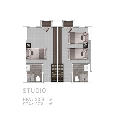 foto denah rumah tipe STUDIO - CORNELL perumahan APARTEMEN CORNELL & DENVER CITRALAND