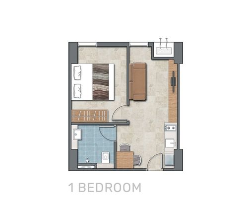 foto denah rumah tipe 1 BED ROOM I - DENVER perumahan APARTEMEN CORNELL & DENVER CITRALAND