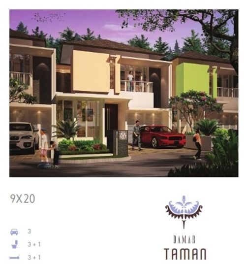 foto tampak rumah tipe Damar taman perumahan perumahan Alaya Samarinda