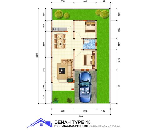 foto denah rumah tipe 45 perumahan GRAHA REKSA KENCANA TAHAP 2