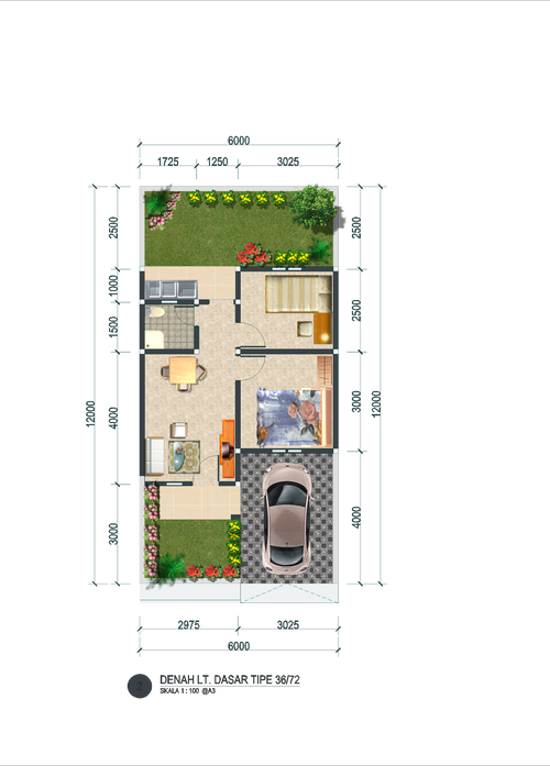 foto denah rumah tipe 36/72 perumahan BUANA KALANGSARI RESIDENCE