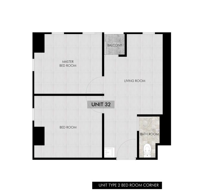 foto denah rumah tipe 2 Bedroom Corner - Tower Milenia perumahan Urbantown Serpong
