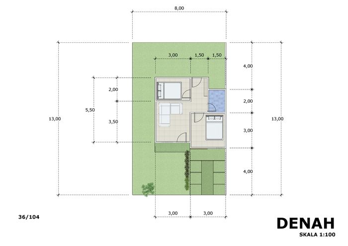 foto denah rumah tipe 36 perumahan Surya Glora 2