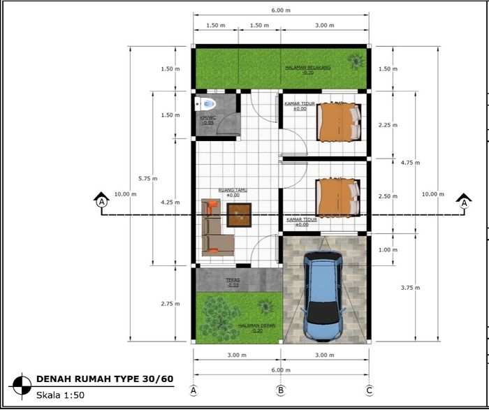 foto denah rumah tipe Rumah Tapak Sejahtera (Subsidi) perumahan WATU KEBO RAYA
