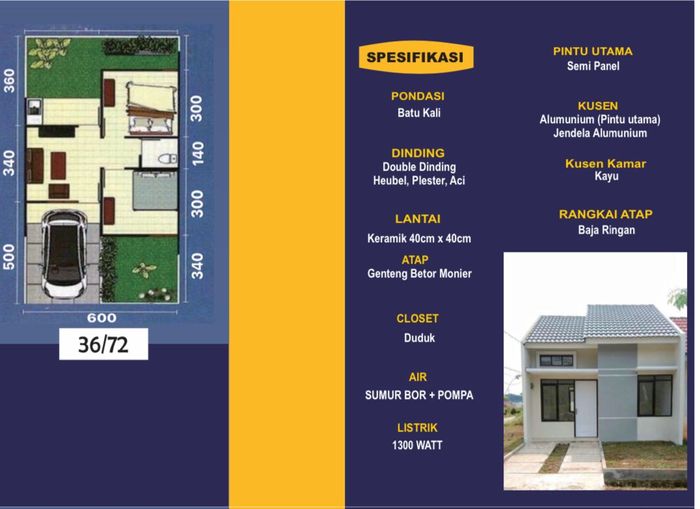 foto denah rumah tipe 36/72 perumahan NANGGELA ANUGRAH PRATAMA