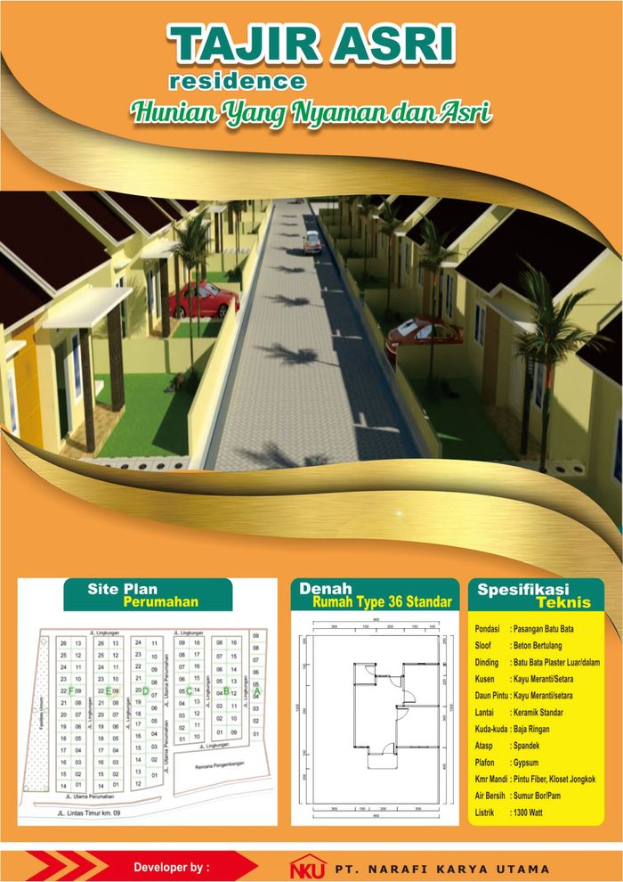 foto denah rumah tipe 36/108 perumahan Tajir Asri Residence