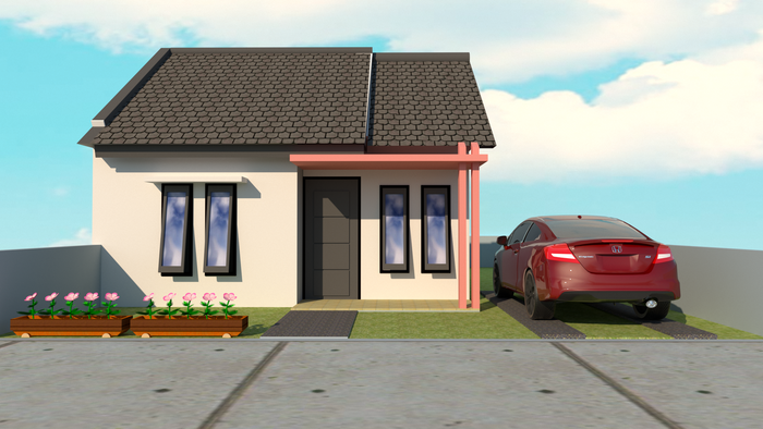 foto tampak rumah tipe 36/108 perumahan Pendawa permai