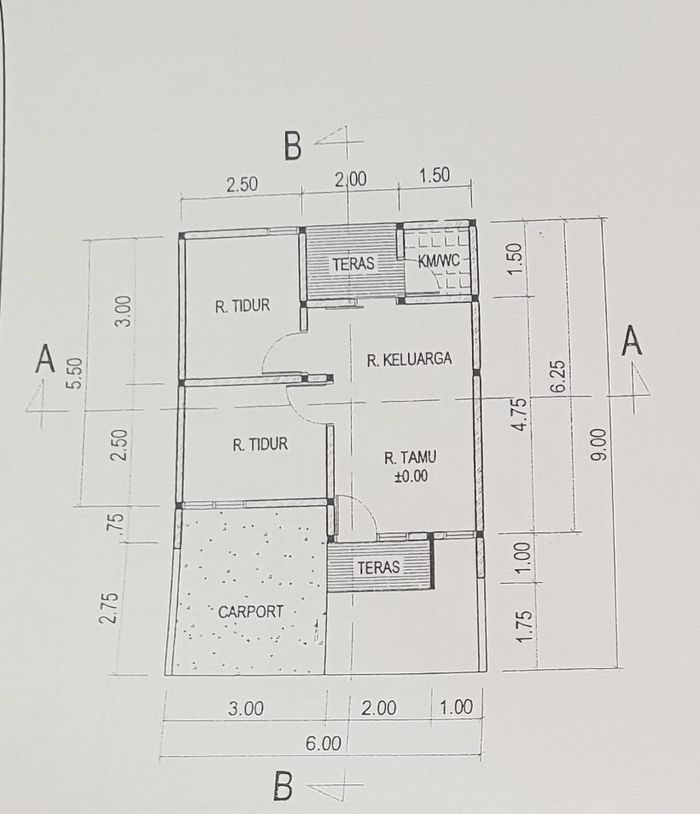 foto denah rumah tipe 36/66 perumahan Purwanegara Estate 2