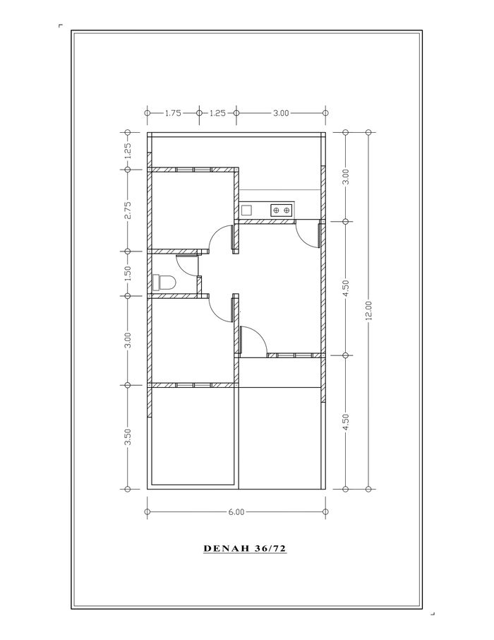 foto denah rumah tipe 36/72 perumahan INDOALAM RESIDENCE CIBARUSAH