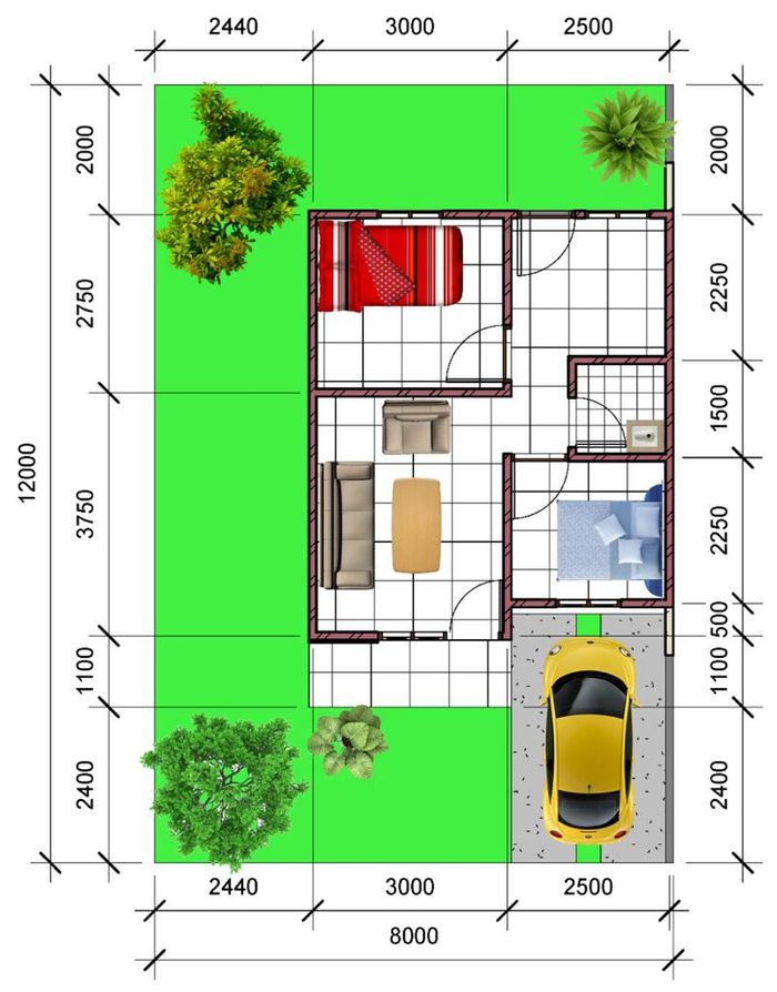 foto denah rumah tipe 36 perumahan GREEN VILLAGE 2