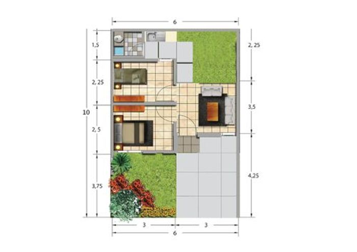 foto denah rumah tipe Komersil 27/89 harga 278.300.000 perumahan PURI HARMONI MUKTIWARI