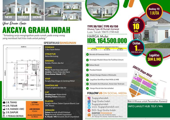 foto denah rumah tipe 36 perumahan AKCAYA GRAHA INDAH