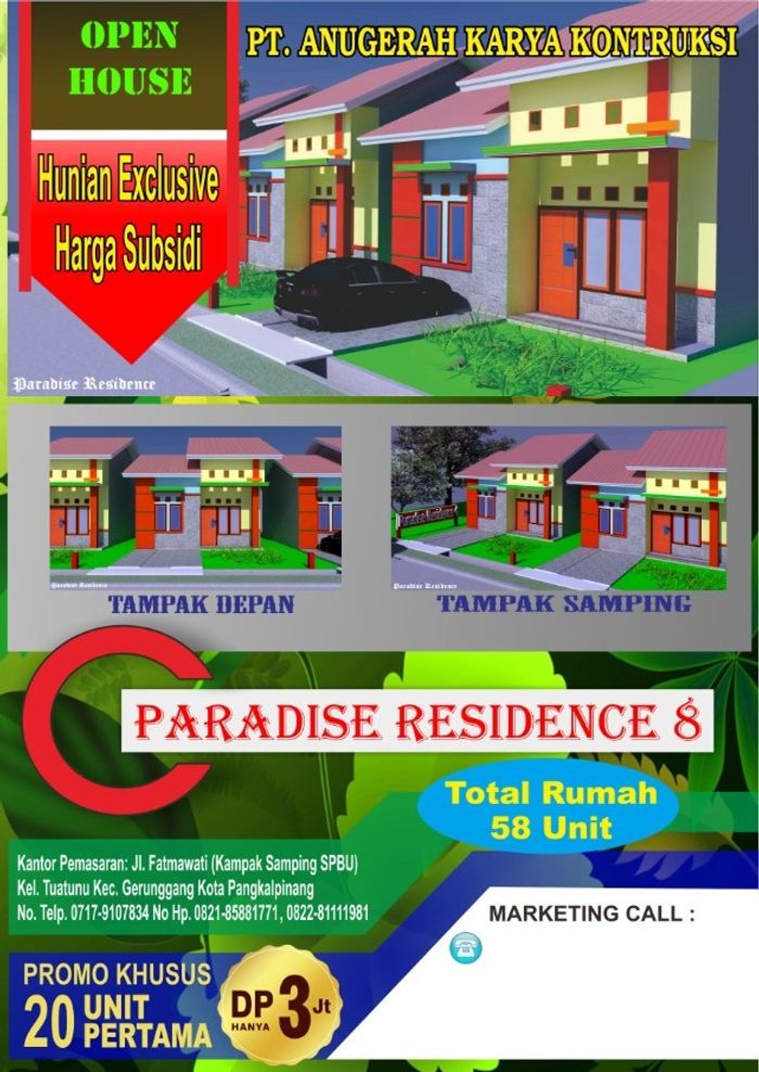 foto tampak rumah tipe 36 perumahan Paradise Residence 8