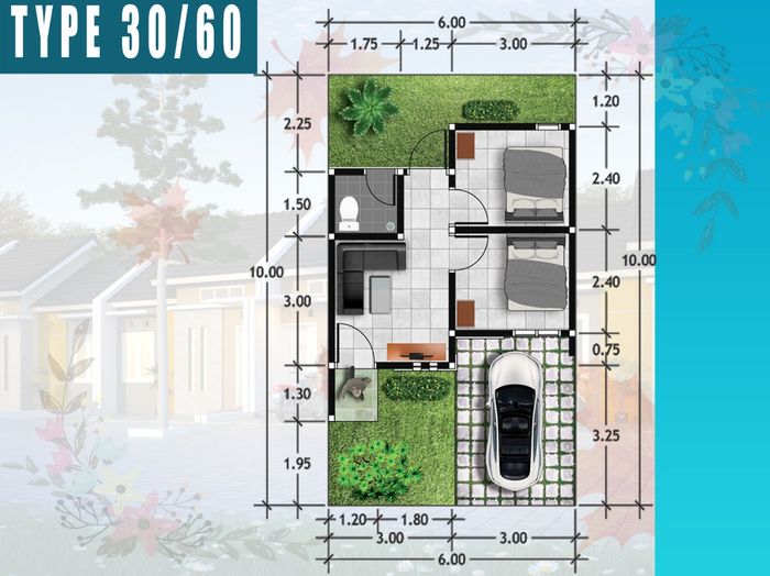 foto denah rumah tipe 30/60 perumahan GRIYA PERMATA 4