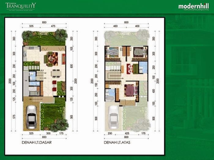 foto denah rumah tipe 153 UPSLOOPE perumahan MODERN HILLS - CLUSTER TRANSQUILITY