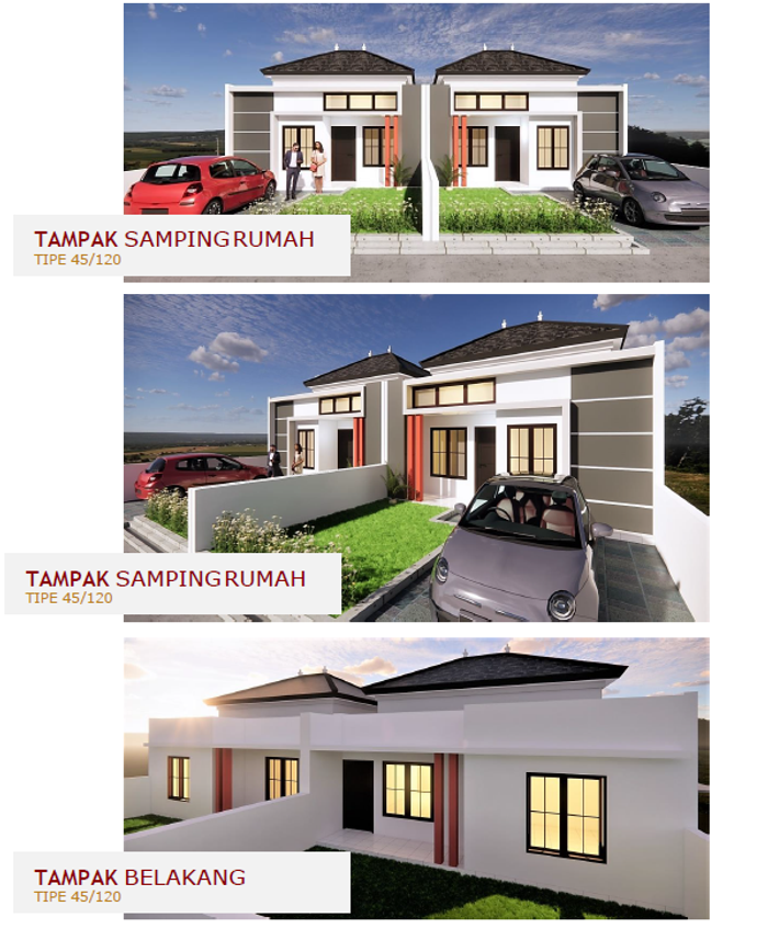 foto tampak rumah tipe 45 perumahan Safania Residence