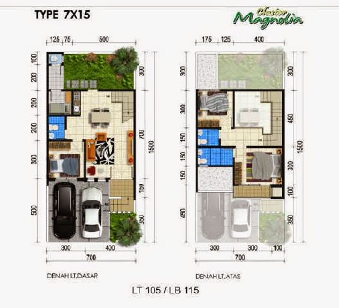 foto denah rumah tipe L7 perumahan MODERN HILLS - CLUSTER MAGNOLIA