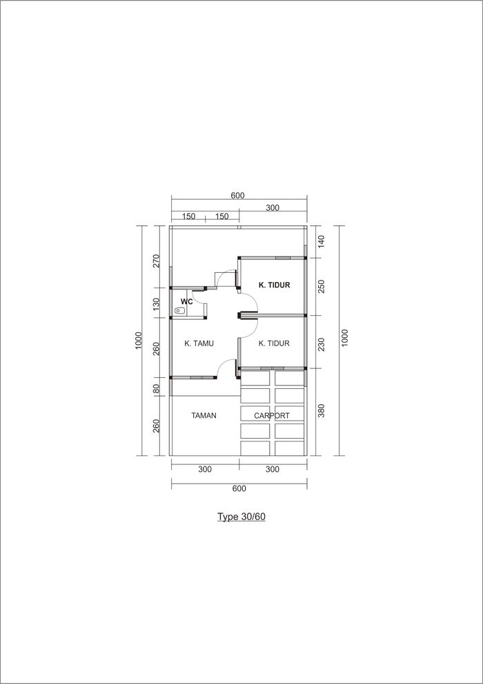 foto denah rumah tipe 30/60 perumahan Grand Mutiara Bougenville
