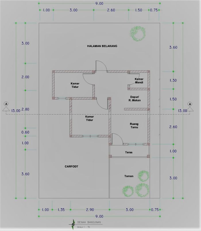 foto denah rumah tipe 36/120 perumahan GRAHA ASCARYA