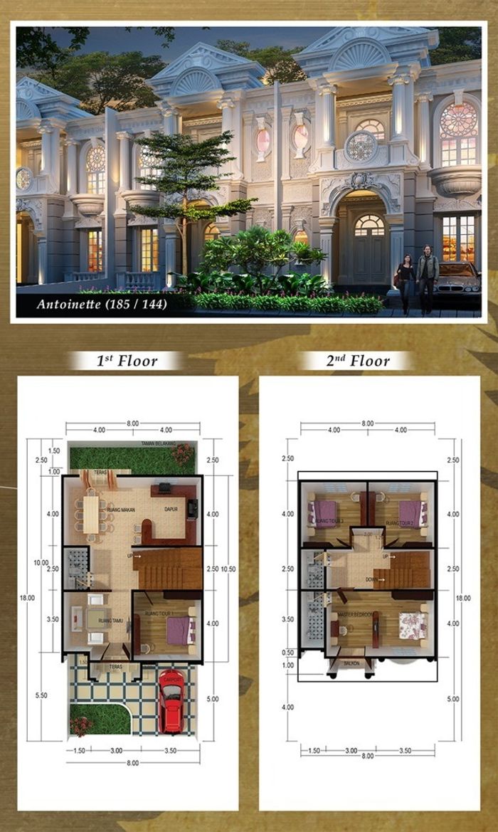 foto denah rumah tipe ANTOINETTE perumahan CEMARA SUITES