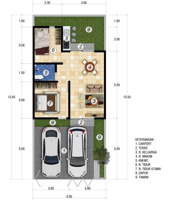 foto denah rumah tipe 40 perumahan D'Green Hasanah Tahap 2 (The Amarta)