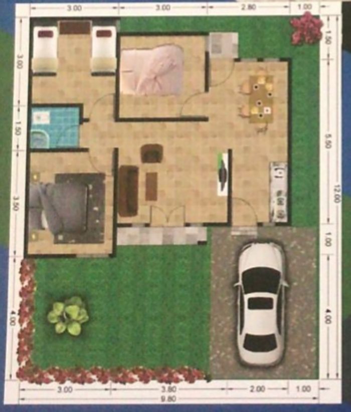 foto denah rumah tipe 60 perumahan Kapau Sari Residence "Cluster Tulip"