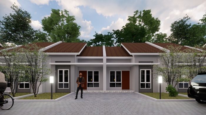 foto tampak rumah tipe JADE perumahan Aeroland Residence