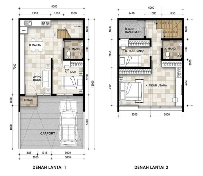 foto denah rumah tipe AMETHYST C perumahan Aeroland Residence