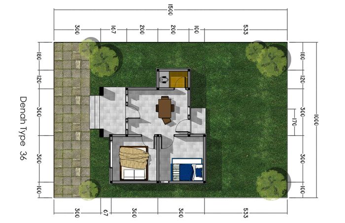 foto denah rumah tipe 36 perumahan SHALLI MESSI CLUSTER 4 B