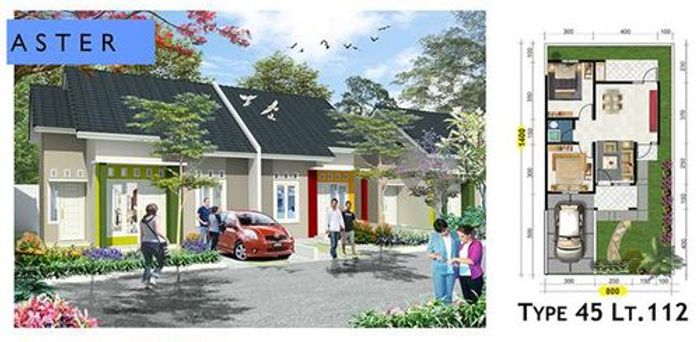 foto denah rumah tipe ASTER perumahan SUKOMORO CITY