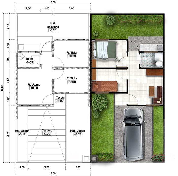 foto denah rumah tipe 26/72 150. perumahan ALAM SANGGAR INDAH EXTENSION