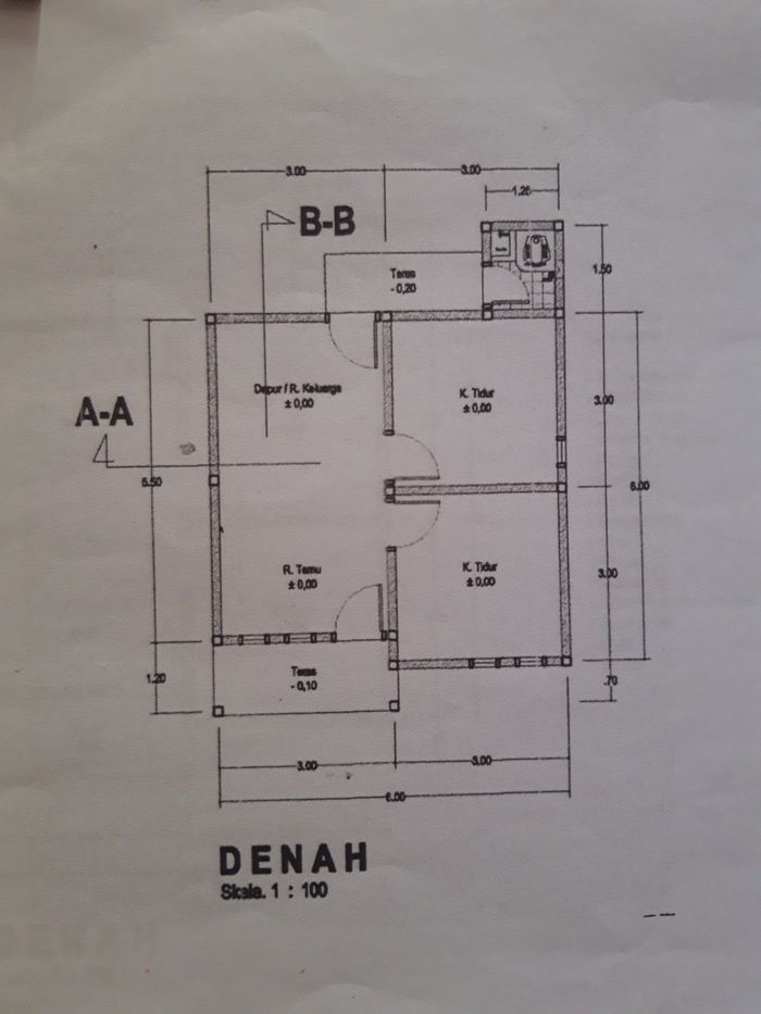 foto denah rumah tipe 36 perumahan Banua Jingah Citra Muhibbien tahap 2