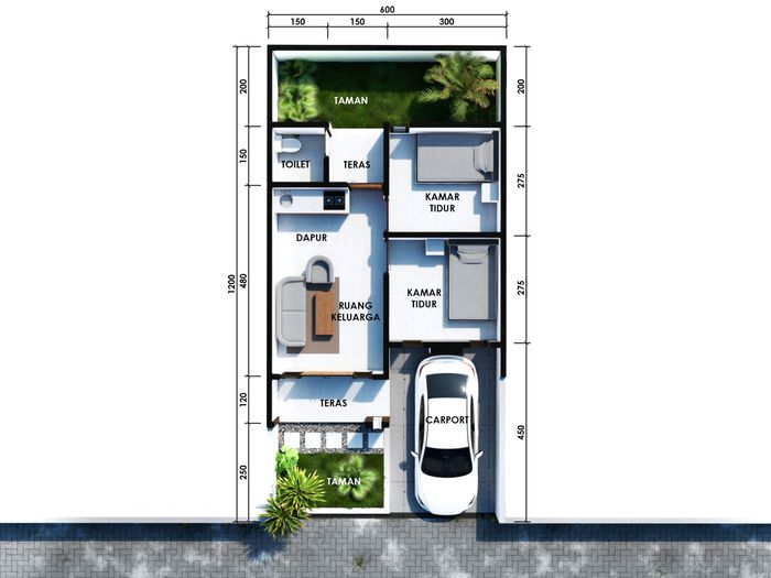 foto denah rumah tipe 36/72 perumahan ATHANIA LAND 3