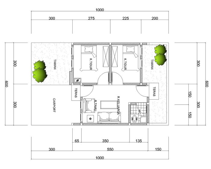 foto denah rumah tipe 30/60 perumahan Karyamekar Residence