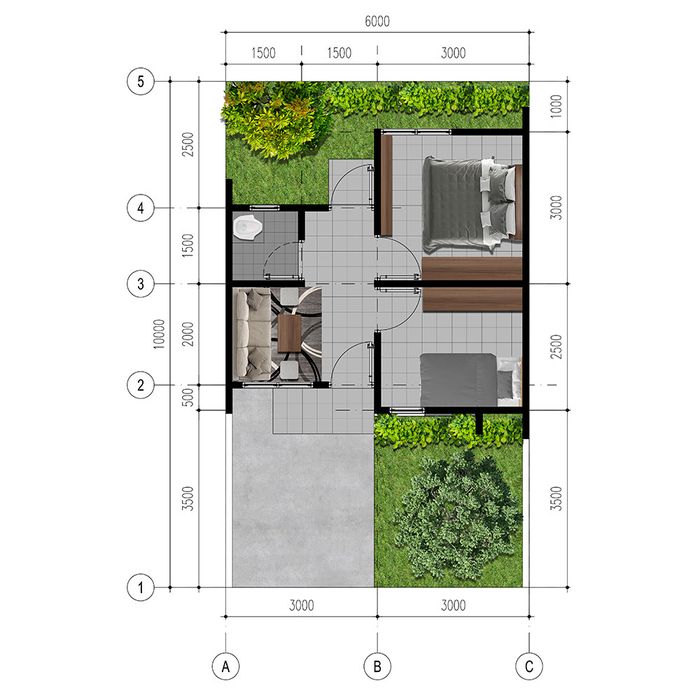 foto denah rumah tipe 30/60 perumahan Mulia Land Bogor