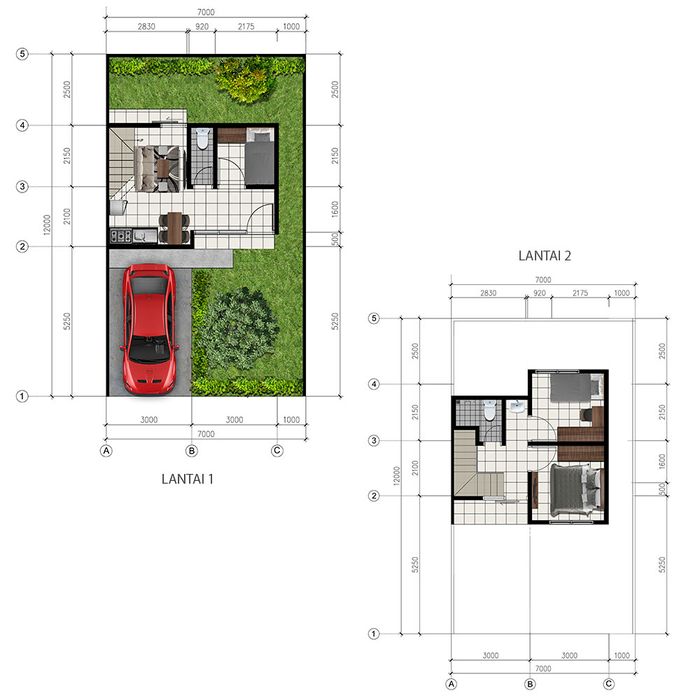 foto denah rumah tipe 55/72 perumahan Mulia Land Bogor