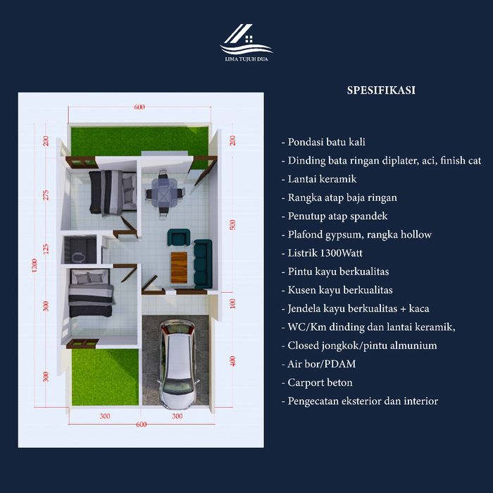 foto denah rumah tipe 36/72 perumahan Bukit Madani Indah