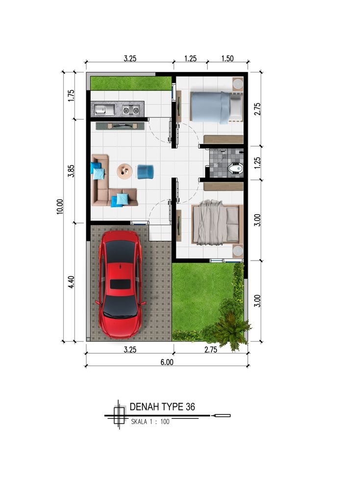 foto denah rumah tipe 36 perumahan GADING INTAN