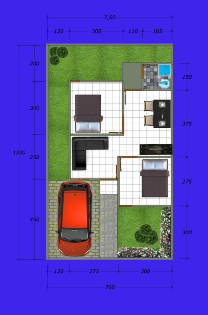 foto denah rumah tipe 36/84 perumahan Sion Beach Residence