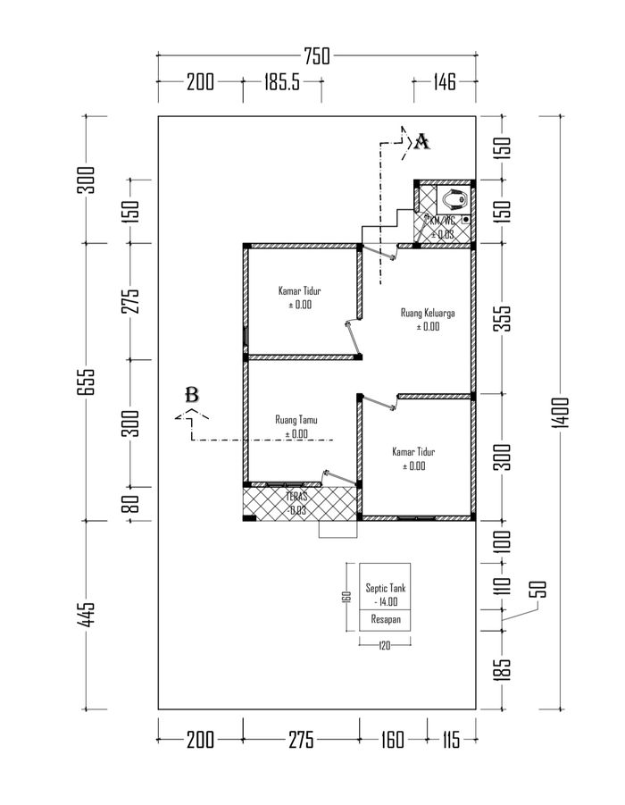 foto denah rumah tipe 36 perumahan BORNEO RESIDENCE