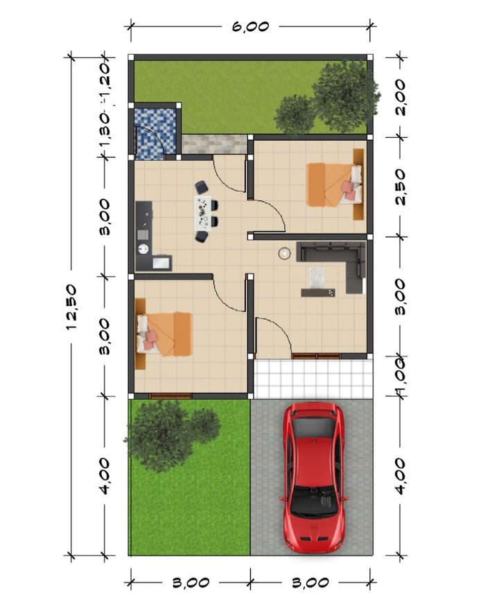 foto denah rumah tipe 36 perumahan MULIA RESIDENCE 4 TAHAP 3