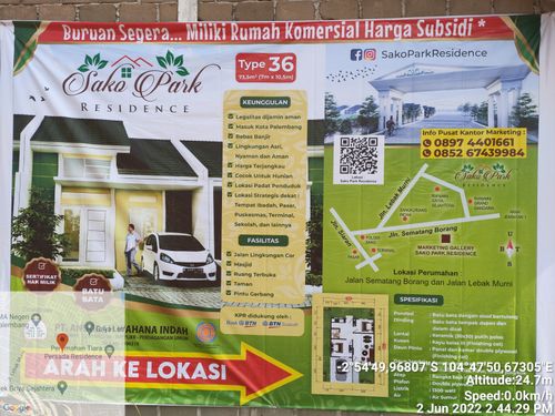 foto gerbang perumahan Sako Park Residence