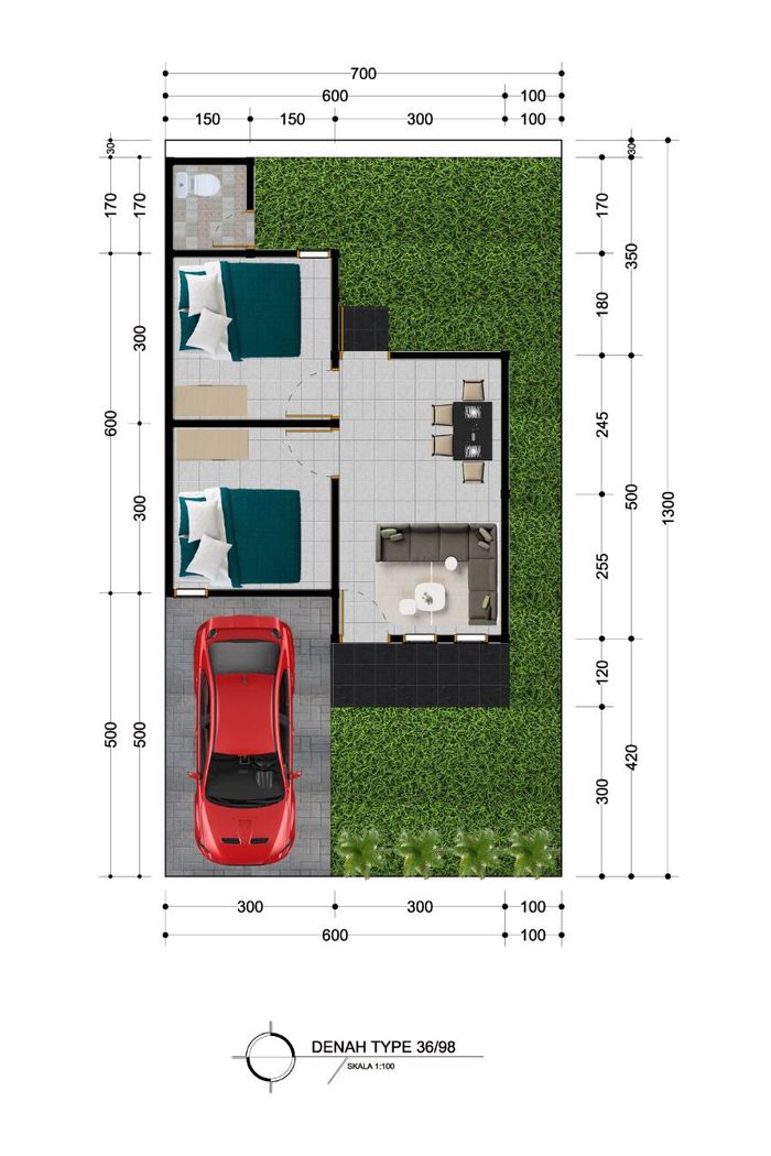 foto denah rumah tipe 36 perumahan GREEN ANUGERAH REGENCY TAHAP 2