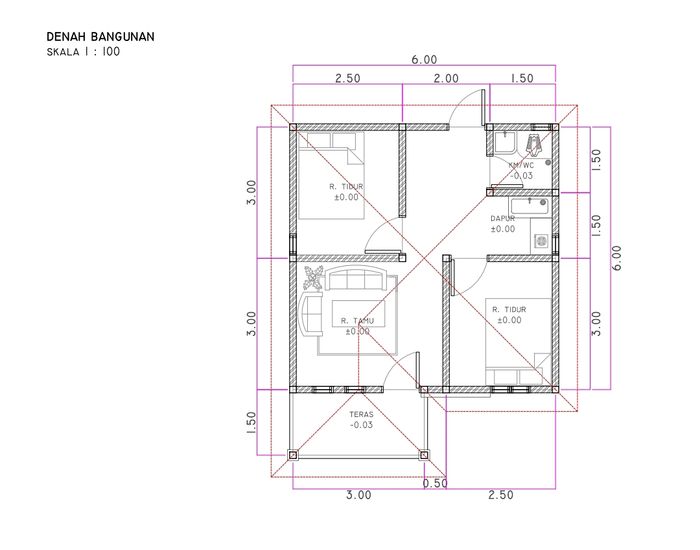foto denah rumah tipe 36 perumahan GRIYA PRATAMA RESIDENCE