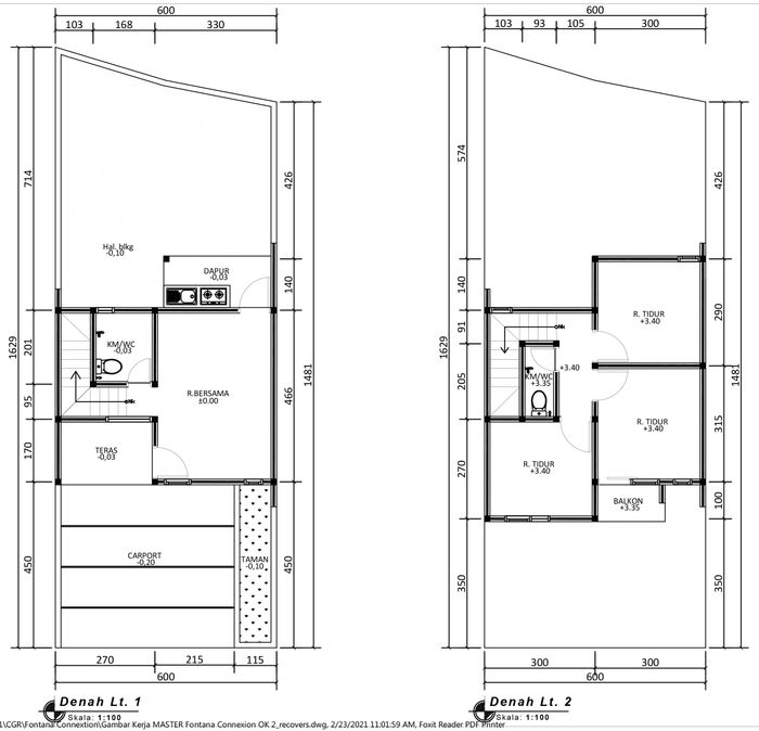 foto denah rumah tipe 60 Compact (823) perumahan City Garden Residence Blok FConnexion