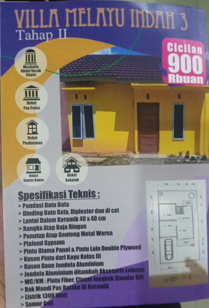 foto denah rumah tipe 36 perumahan VILLA MELAYU INDAH 3 TAHAP 2
